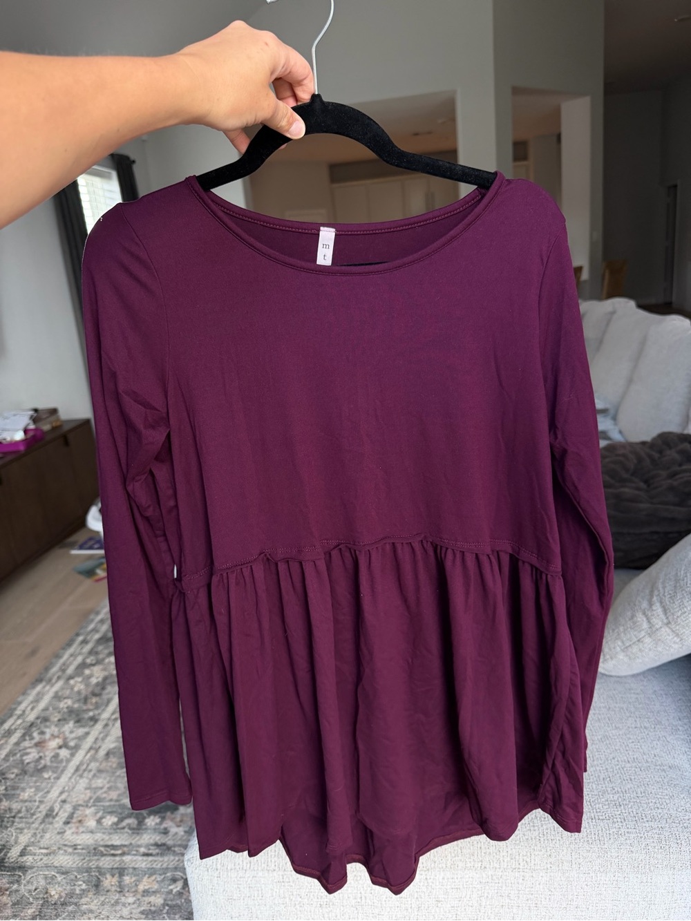 mts Maternity Long Sleeve Peplum Tunic - Burgundy Plum